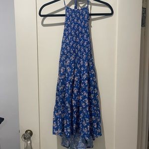 Blue patterned halter-neck dress